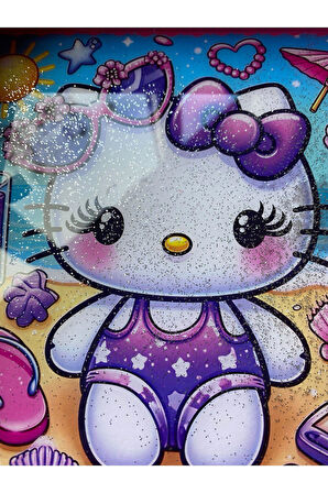 Hello Kitty Temalı Simli Çocuk Tepsisi Pembe 20 z 20 cm 3+