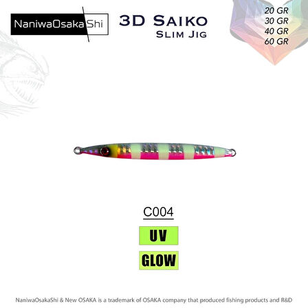NaniwaOsakaShi 3D Saiko Slim Jig 30Gr C004