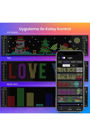 1 Adet Kişiselleştirilebilir LED Araç Ekranı – 2121 RGB Noktalı Panel, Esnek USB Taşınabilir Display, Uygulama Kontrollü Animasyon