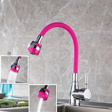  Oynar Başlıklı Tasarruflu Kubar Musluk Borusu ve Başlığı  Pembe