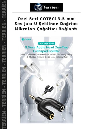 Özel Seri COTECi 3,5 mm Ses Jakı U Şeklinde Dağıtıcı Mikrofon Çoğaltıcı Bağlantı