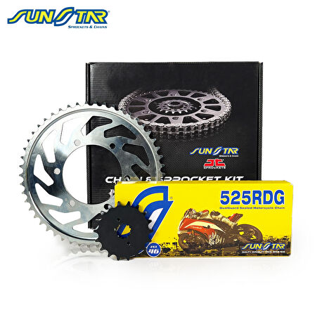ZİNCİR DİŞLİ SETİ SUZUKI GSX-R (600 cc)  (2006-2010) / SUZUKI / GSX-R 600 / 600cc / ZİNCİR: SUNSTAR 525RDG (Çelik)-114 / ÖN-ARKA DİŞLİ: JT (16T-43T) / 2006-2007-2008-2009-2010-2011-2012-2013-2014-2015-2016-2017