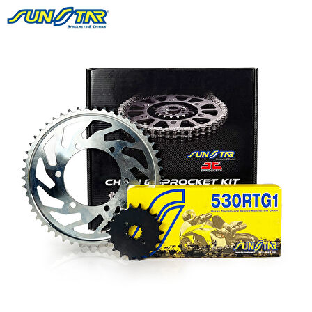 ZİNCİR DİŞLİ SETİ HONDA CBF 1000 (1000 cc)  (2006-2010) / HONDA / CBF 1000 / 1000cc / ZİNCİR: SUNSTAR 530RTG1 (Gold)-120 / ÖN-ARKA DİŞLİ: JT (16T-43T) / 2006-2007-2008-2009-2010