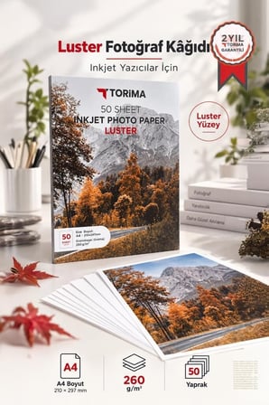 Delux Serisi Dosya Baskı Proje Fotoğraf Kağıdı A4 Luster 260 Gr 21x30 50 Sayfa Yarı Mat
