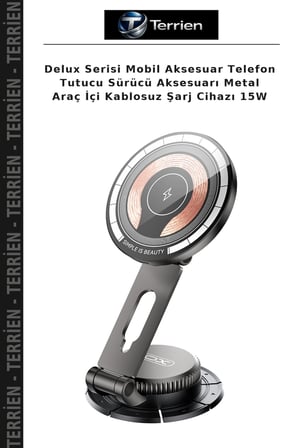 Delux Serisi Mobil Aksesuar Telefon Tutucu Sürücü Aksesuarı Metal Araç İçi Kablosuz Şarj Cihazı 15W
