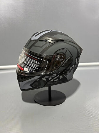 Jk-902 Güneş Vizörlü Çene Açılır Kask H1 GREY