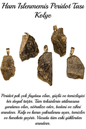 Sertifikalı Ham Işlenmemiş Peridot Taşı Kolye - Aaa Kalite