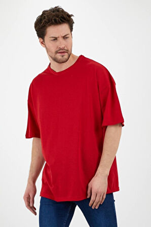Unisex Pamuklu Turuncu Bisiklet Yaka Oversize T-shirt