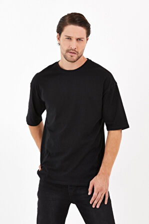 Unisex Pamuklu Turuncu Bisiklet Yaka Oversize T-shirt