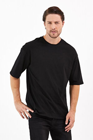 Unisex Pamuklu Turuncu Bisiklet Yaka Oversize T-shirt
