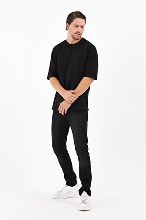 Unisex Pamuklu Turuncu Bisiklet Yaka Oversize T-shirt