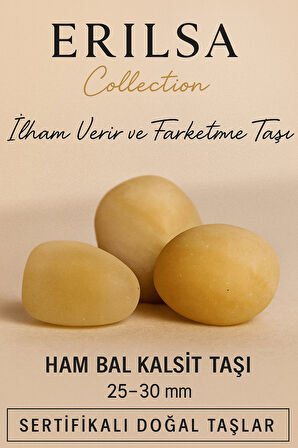 Sertifikalı Ham Bal Kalsit Taşı Kütle 25–30 mm Doğal İlham Farkındalık ve Pozitif Enerji Taşı