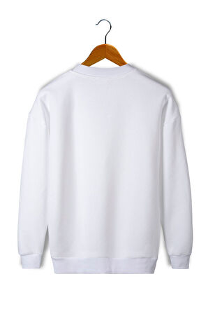 Unisex Turuncu Oversize Şardonlu Bisiklet Yaka Sweatshirt