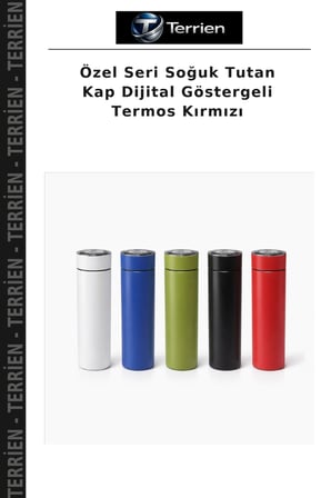 Özel Seri Soğuk Tutan Kap Dijital Göstergeli Termos Kırmızı
