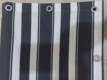 CEYLAN Home Balkon Perdesi Kuş Gözü Ölçü Seçenekli Gri Beyaz Çizgili