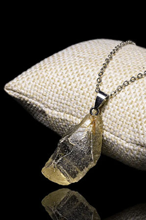 Sertifikalı Ham Işlenmemiş Limon Kuvars Taşı Kolye