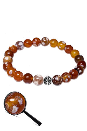 Sertifikalı Aaa Kırmızı Tibet Akik Taşı Bileklik (gümüş Aparatlı)