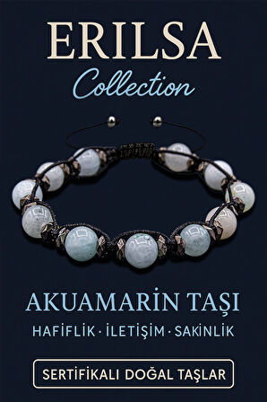 Sertifikalı 8 mm Terahertz & Akuamarin Taşı Bileklik – Sakinlik, İletişim ve Zihinsel Koruma