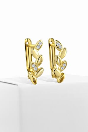 Gümüş zirkon taşlı başak gold yıldız küpe