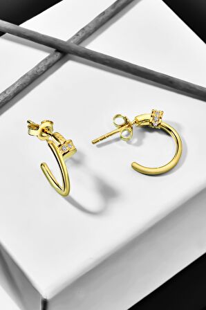 gümüş 1.3 cm vida model Gold çivili küpe