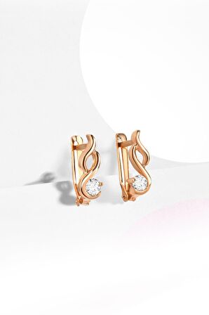 Gümüş s model zirkon taşlı kadın rose küpe