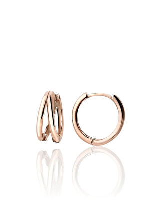 Gümüş 925 Ayar 17 Mm Çift Halka Rose Küpe