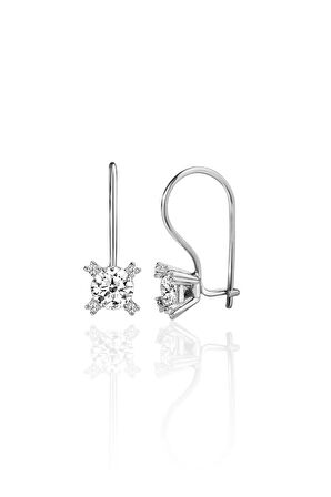 Gümüş 925 Ayar 5 Mm Dörtlü Yıldız Zirkon Taşlı Rodyumlu Küpe