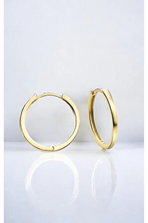 Gümüş 925 Ayar  2,5 cm Halka Gold Küpe