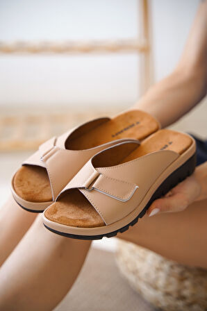 July Cırt Detaylı Ortopedik Taban Comfort Kadın Terlik