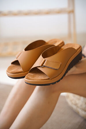 July Cırt Detaylı Ortopedik Taban Comfort Kadın Terlik