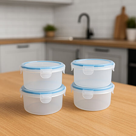Mini Erzak Saklama Kabı Seti 4'lü Bpa Free Gıda Kutusu Bpa Free Hava Almaz 350 ml