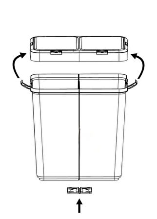 İkili Dokunmatik Çamaşır Sepeti Beyaz-Gri Tuş Temizlik Kovası Kirli Sepeti 80 L