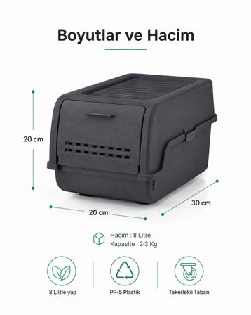 Mini Patates Soğan Sepeti Antrasit 8 L - BPA Free Havalandırmalı Sebzelik