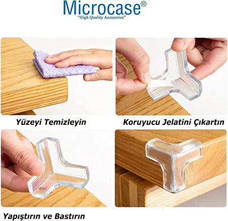 Microcase Bebekler için Eşya Masa Köşe Koruyucu  Şeffaf Kendinden Yapışkanlı Silikon Köşe Koruma - ŞEFFAF AL4544 4 Adet