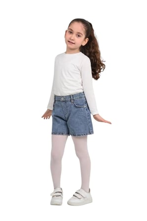 Kız Çocuk Beli Lastikli Jean Denim Kot Şort
