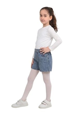 Kız Çocuk Beli Lastikli Jean Denim Kot Şort