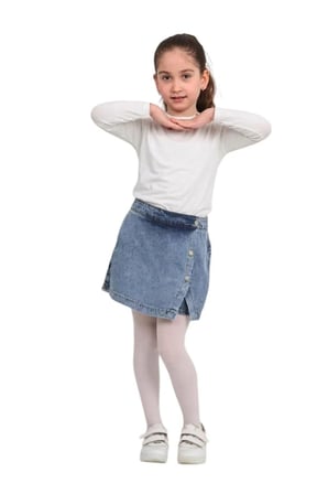 Kız Çocuk Beli Lastikli Jean Denim Kot Şort Etek