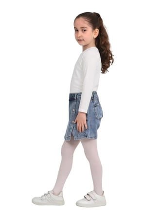 Kız Çocuk Beli Lastikli Jean Denim Kot Şort Etek