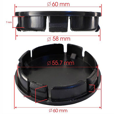 Schädel RR Damla Geçme Jant Göbek Kapağı 4’lü Set 55/58mm