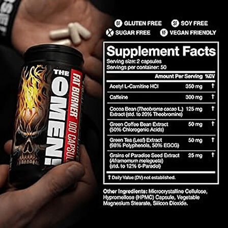 Jnx The curse The Omen Fat Burner Acety L-carnitine + Green Tea 100 CAPS