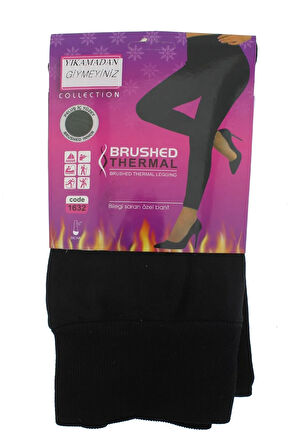 Kadın Siyah Peluşlu Termal Tayt
