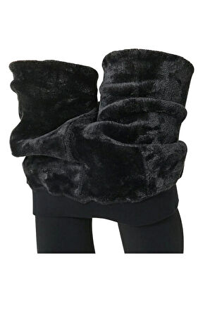 Kadın Siyah Termal Tayt Kışlık Içi Peluş