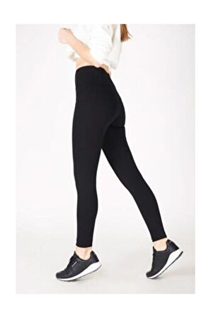 Esemod Kadın Siyah Toparlayıcı Günlük Spor Şık Rahat Push Up Yüksek Bel Slim Fit Tayt