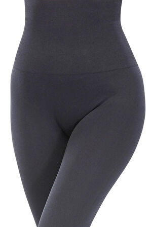 Kadın Siyah 2 Beden Küçülten Yüksek Bel Dikişsiz Korse Tayt