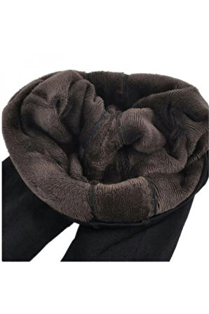 Kadın Siyah Renk Termal Peluş Tayt