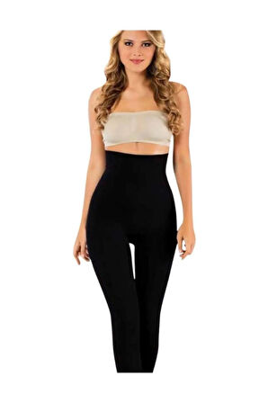 Kadın Siyah 2125 Korseli Uzun Tayt Yüksek Bel Uzun Tayt