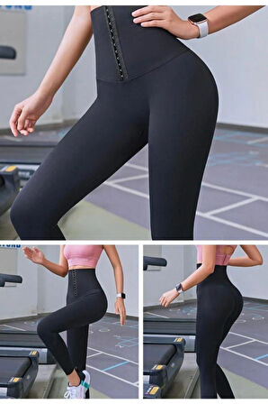 Yüksek Bel Sıkılaştırıcı Ağraflı Korse Tayt 3 Kademeli Korse Tayt