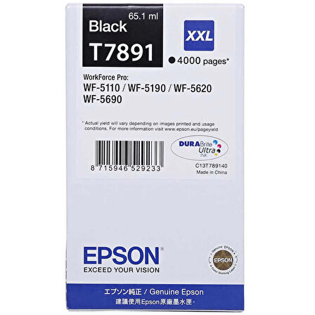 Epson T7891-C13T789140 Siyah Orjinal Kartuş Epson T7891-C13T789140 Siyah Orjinal Kartuş