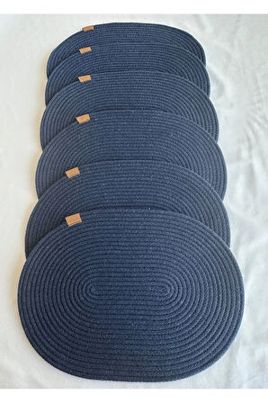 Jüt Amerikan Servis Sofra Altlığı, Masa Dekoru Supla Oval Lacivert 30x40 6lı