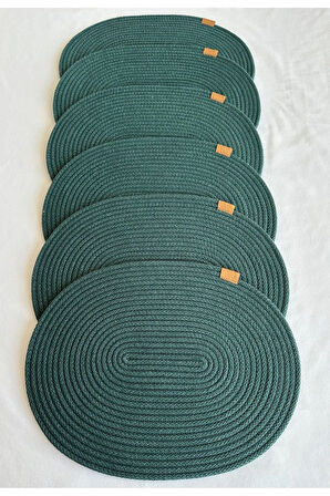 Jüt Amerikan Servis Sofra Altlığı, Masa Dekoru Supla Oval Koyu Yeşil 30x40 6lı